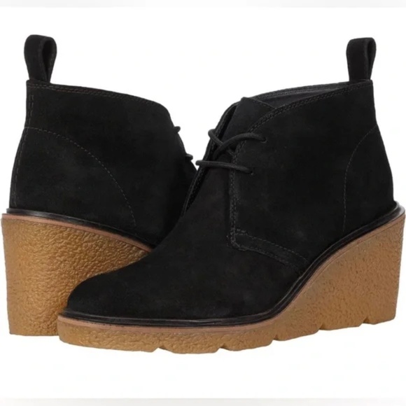 Clarks Clarkford DBT Black Suede Chukka Ankle Boots Leather Wedge heel Booties 7 - Picture 9 of 16